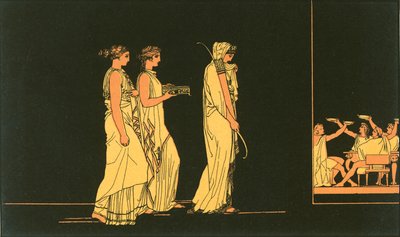 Penelope trägt den Bogen des Odysseus zu den Freiern von John Flaxman